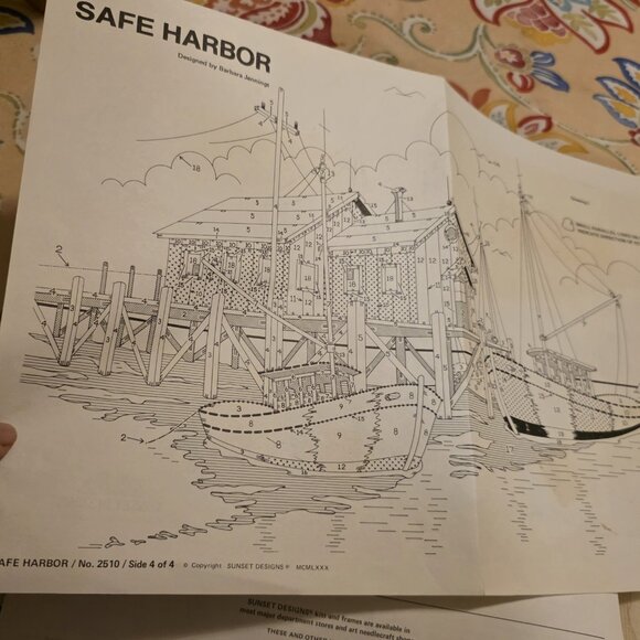 VTG Sunset Stichery Safe Harbor Sailing Scene Needlepoint Embroidery Kit New - Picture 9 of 13